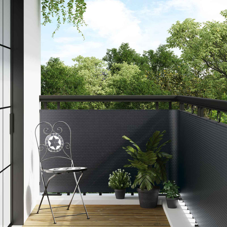 Balkon Scherm Donkergrijs 500 x 80 cm poly rattan