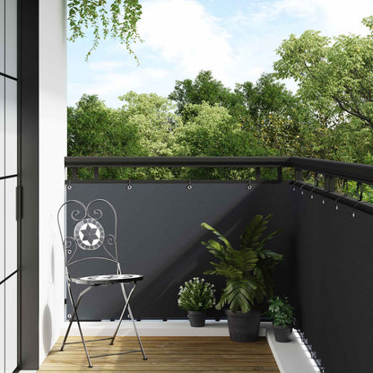 Balkonscherm met oogjes Antracietkleurig polyrattan