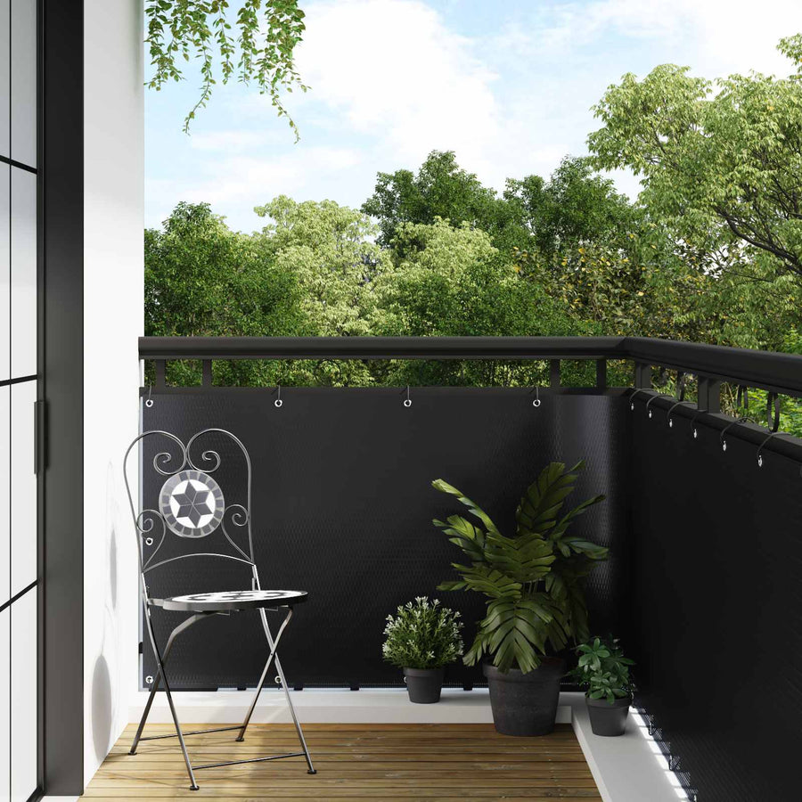 Balkon Scherm met Oogjes Zwart