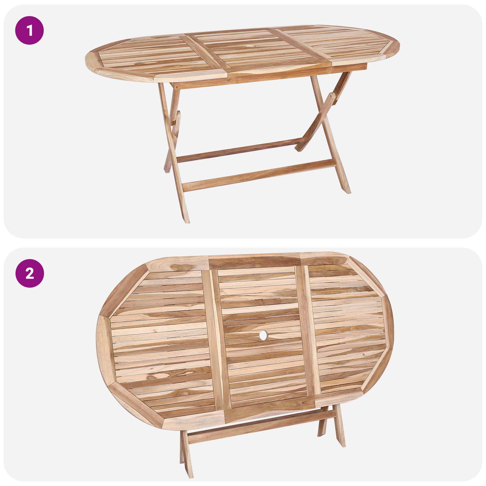 Inklapbare Tuintafel Naturel 160 x 80 x 76 cm Massief Teakhout