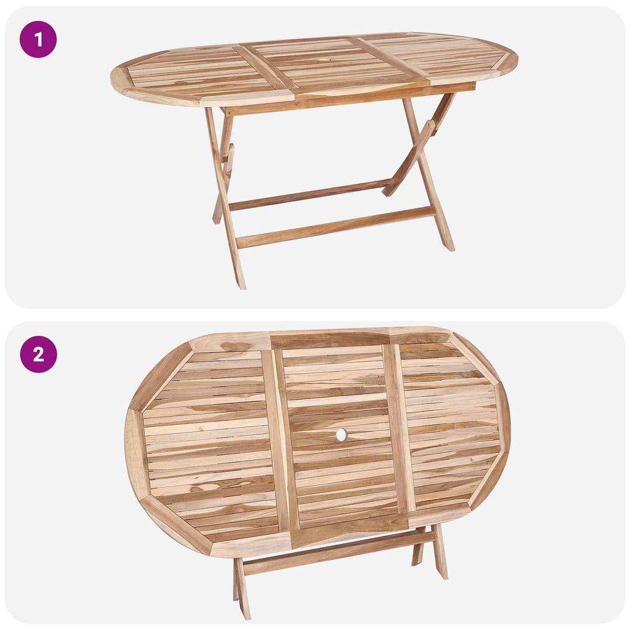 Inklapbare Tuintafel Naturel 160 x 80 x 76 cm Massief Teakhout