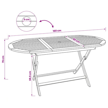 Inklapbare Tuintafel Naturel 160 x 80 x 76 cm Massief Teakhout