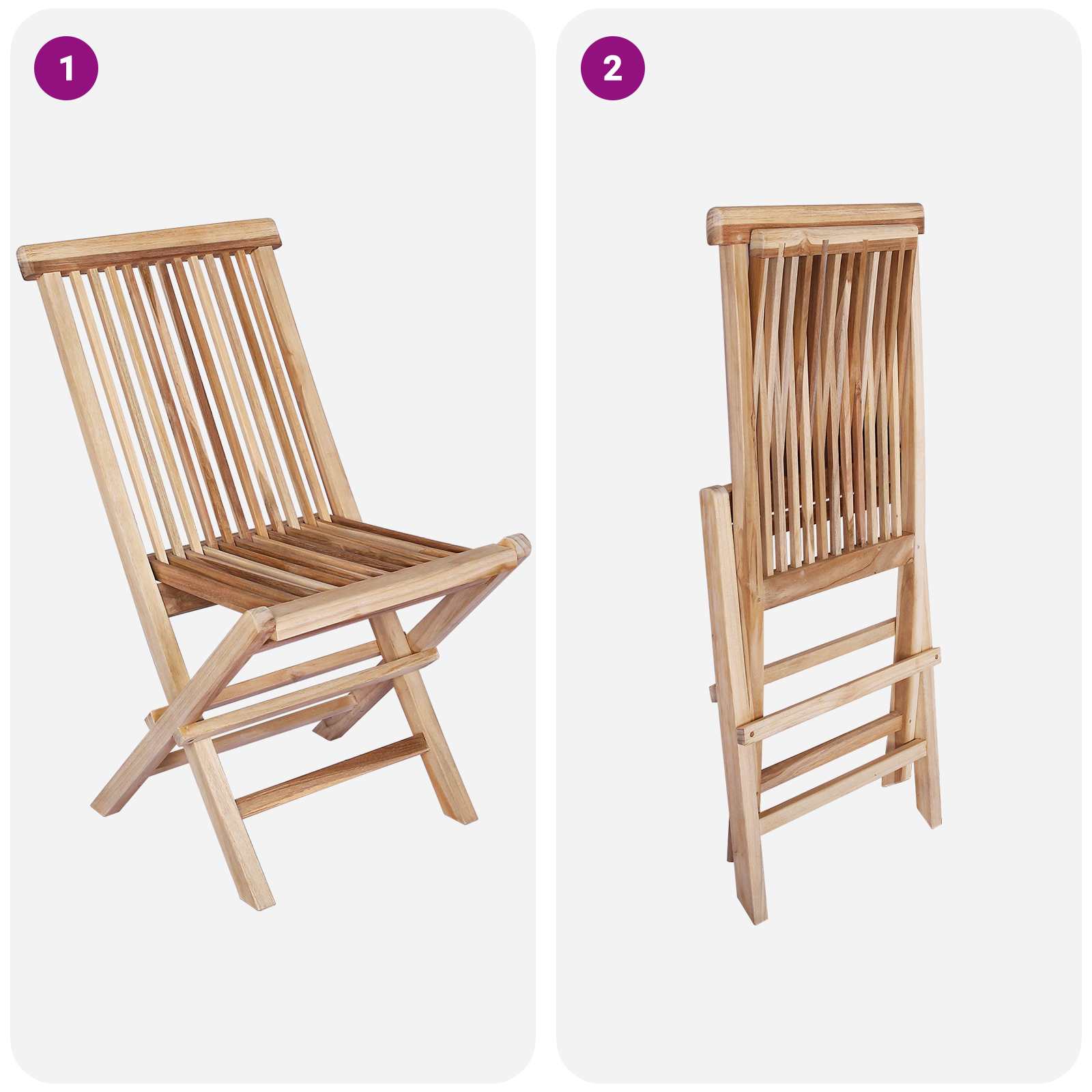 Opvouwbare Tuinstoel 2 st Naturel Massief Teakhout