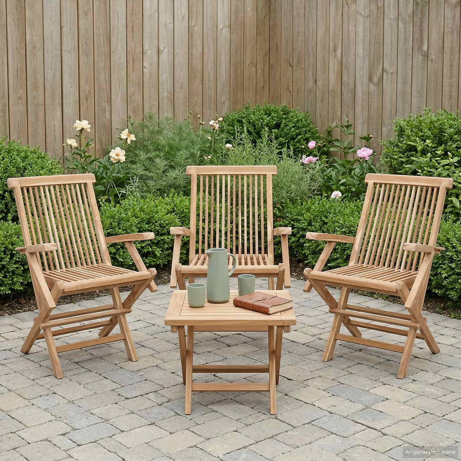 Opvouwbare Tuinstoel 3 st Naturel Massief Teakhout