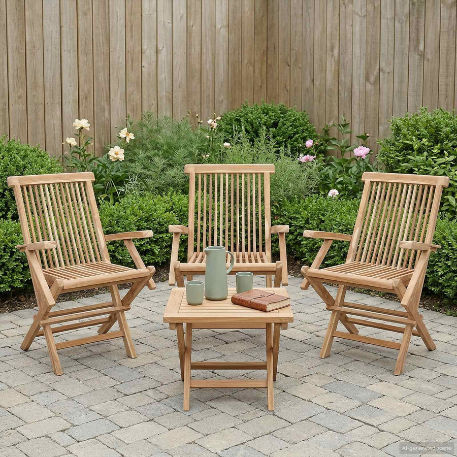 Opvouwbare Tuinstoel 3 st Naturel Massief Teakhout