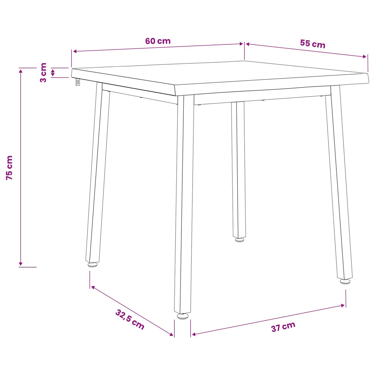 60 x 55 x 75 cm Massief Acaciahout Donkerbruin en Zwart