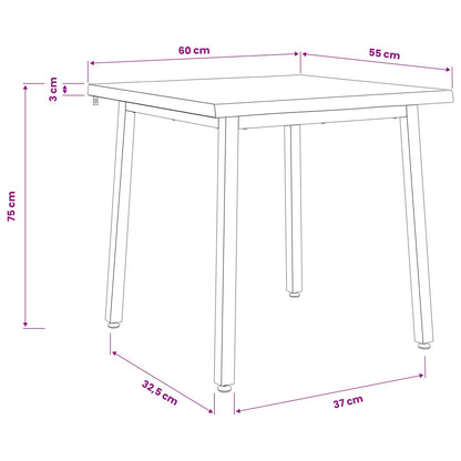 60 x 55 x 75 cm Massief Acaciahout Donkerbruin en Zwart