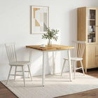 Eettafel 60x55x75 cm massief acaciahout wit staal
