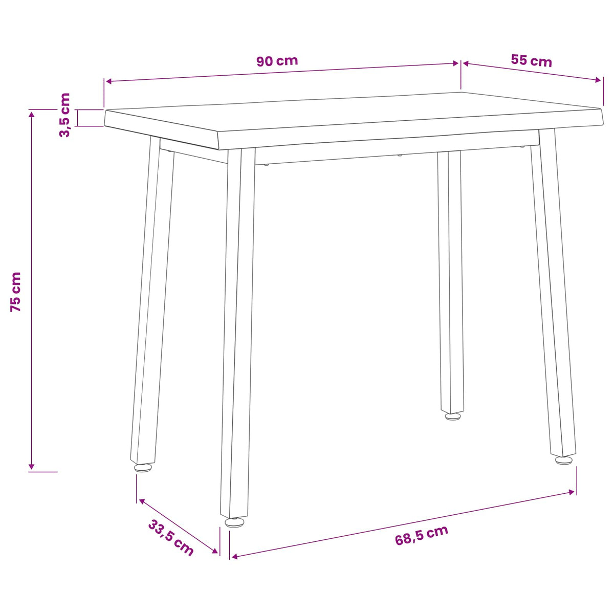 90 x 55 x 75 cm Massief Acaciahout Donkerbruin en Wit