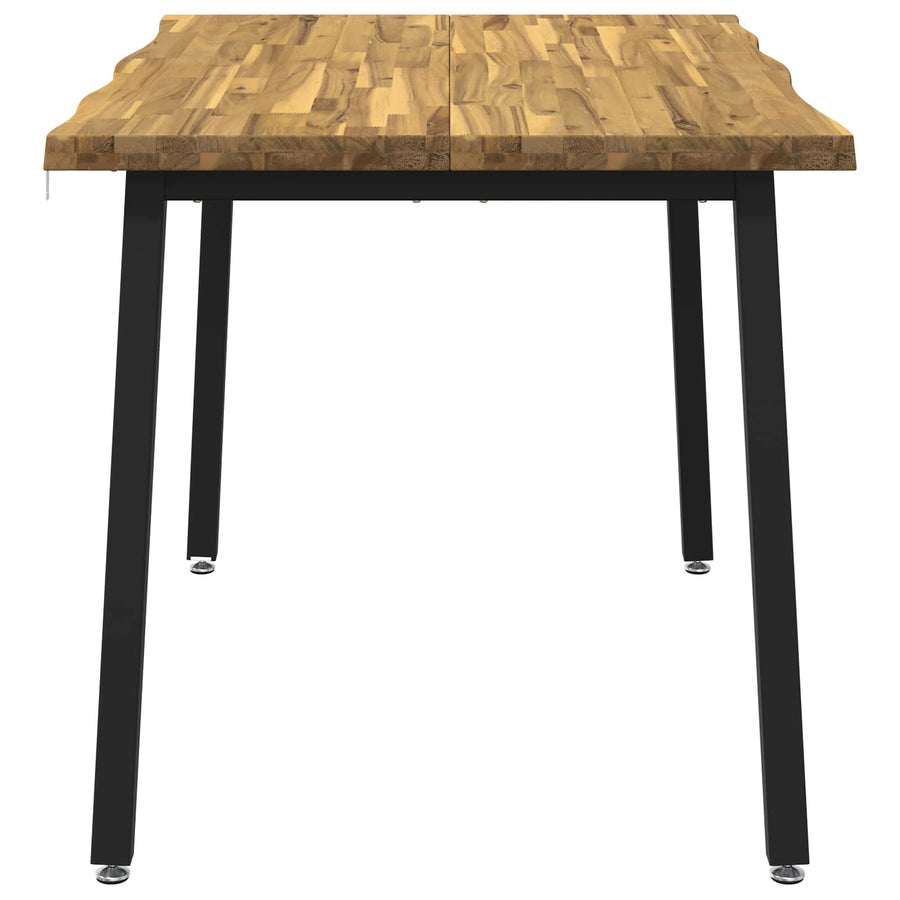 90 x 55 x 75 cm Massief Acaciahout Wit en zwart Rechthoekig