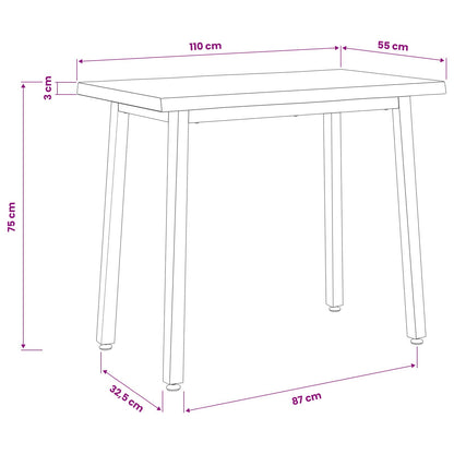 110 x 55 x 75 cm Massief Acaciahout Donkerbruin en Wit