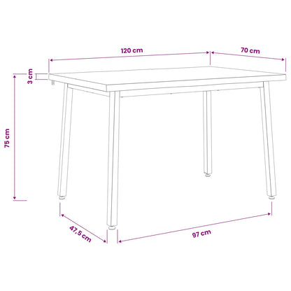 120 x 70 x 75 cm Massief Acaciahout Wit en zwart Rechthoekig