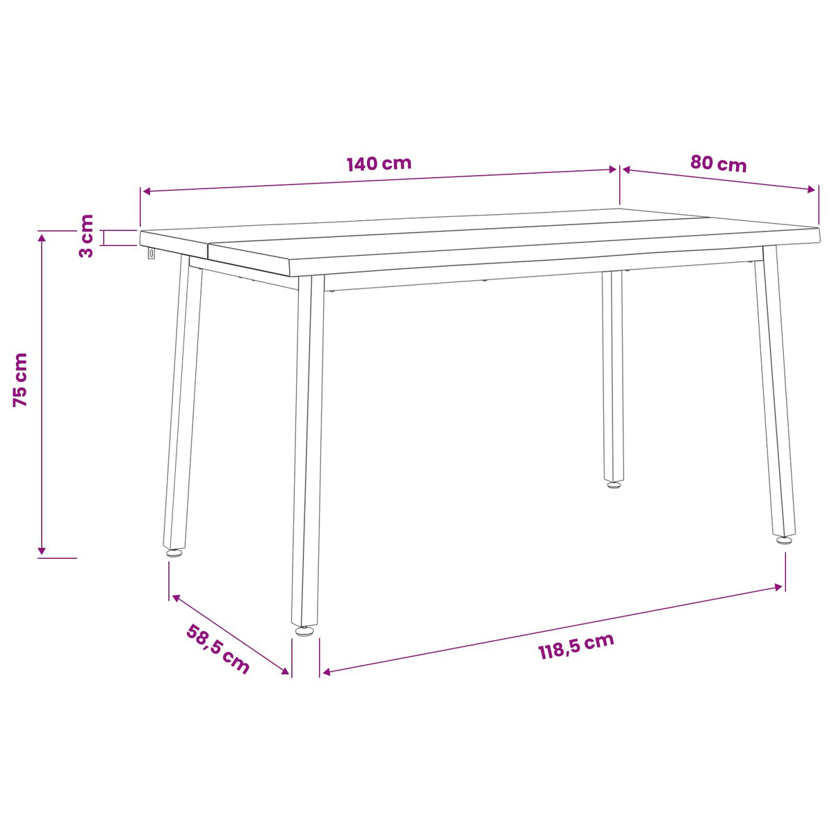 140 x 80 x 75 cm Massief Acaciahout Natuurlijk en Koffie