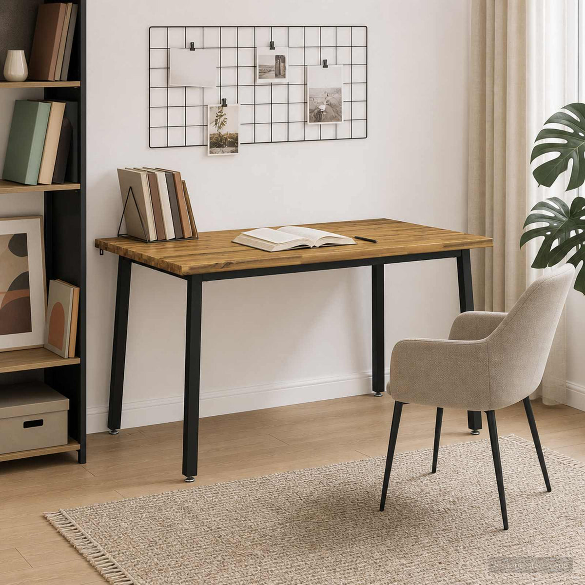 Live Edge Eettafel 140 x 90 x 75 cm Massief Acaciahout Wit