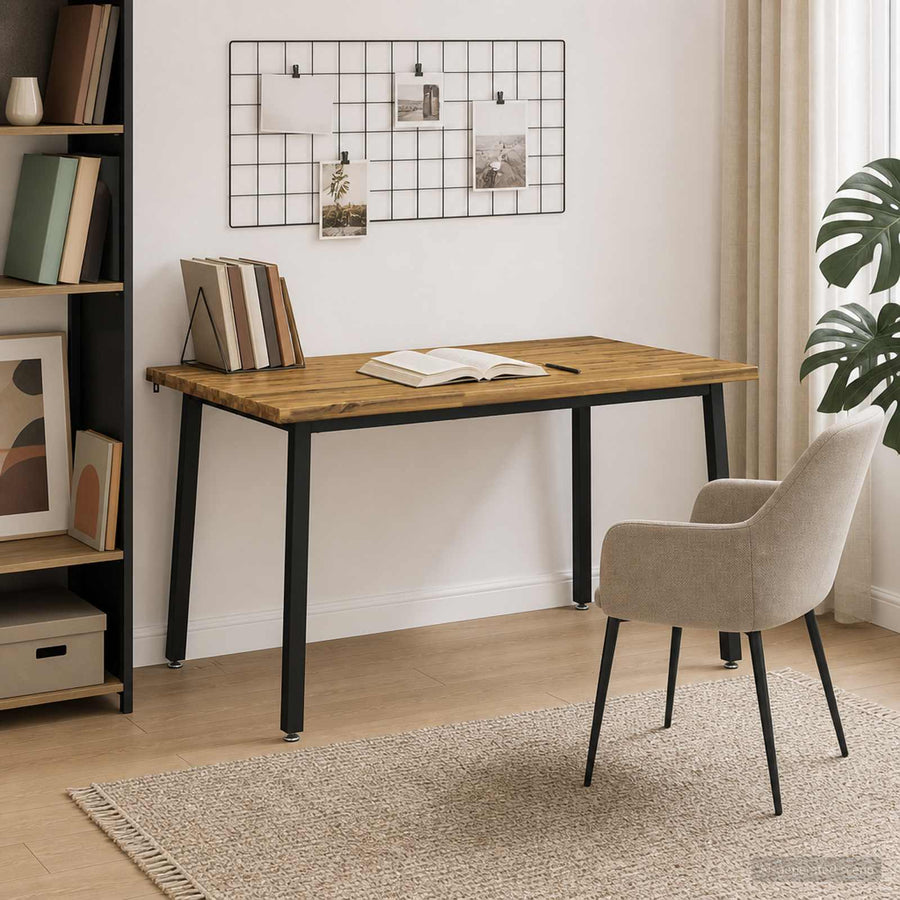 Live Edge Eettafel 140 x 90 x 75 cm Massief Acaciahout Wit