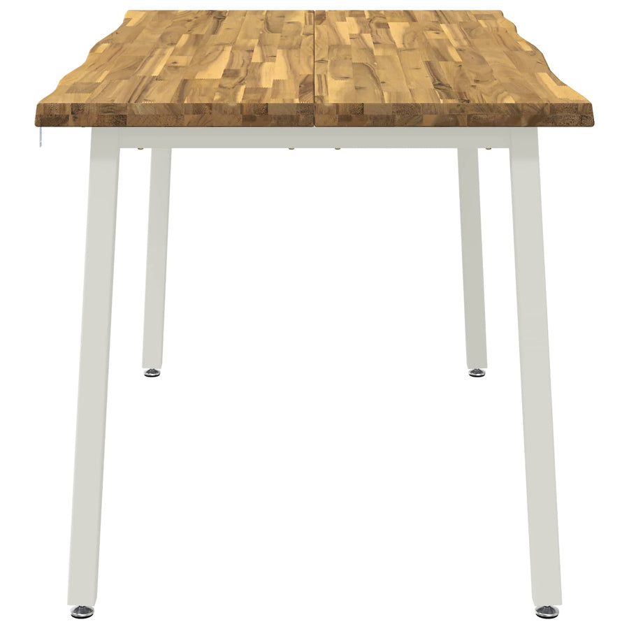 140 x 80 x 75 cm Massief Acaciahout Wit Rechthoekig