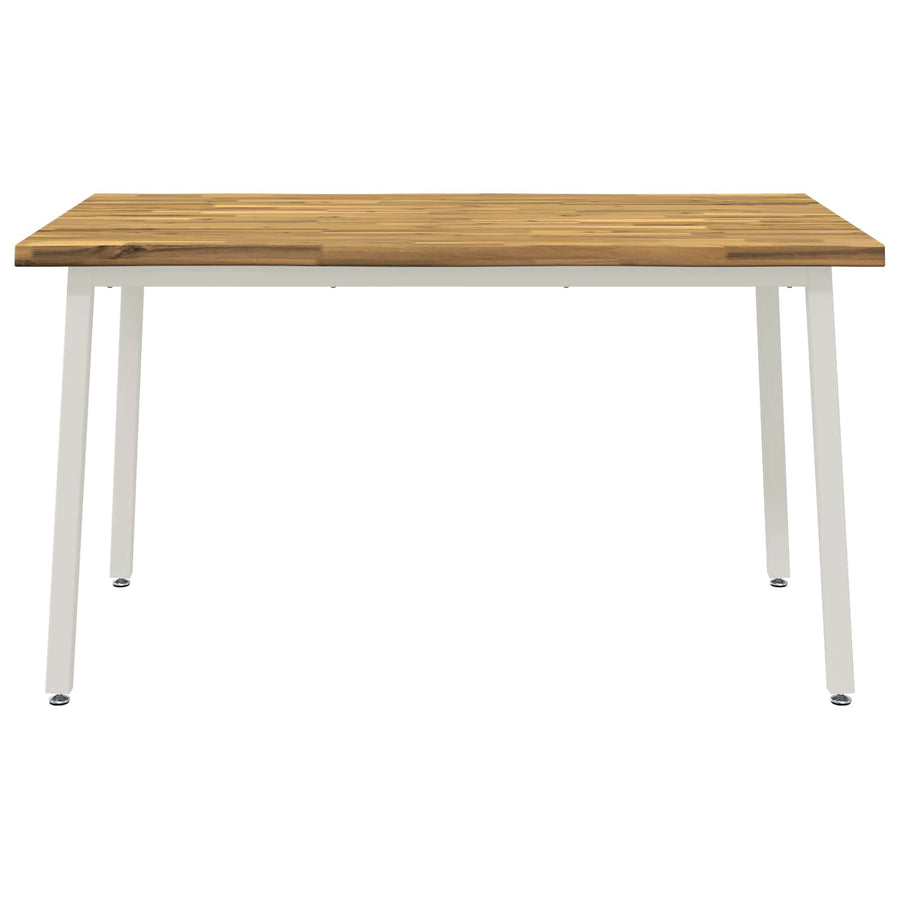 120 x 90 x 75 cm Massief Acaciahout Wit Rechthoekig