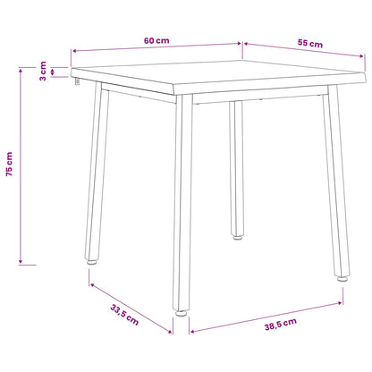 60 x 55 x 75 cm Massief Acaciahout Donkerbruin en Zwart