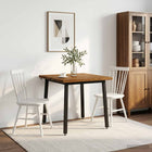Eettafel 80x80x75 cm massief acaciahout zwart staal