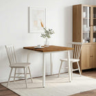 Eettafel 90x90x75 cm massief acaciahout wit staal