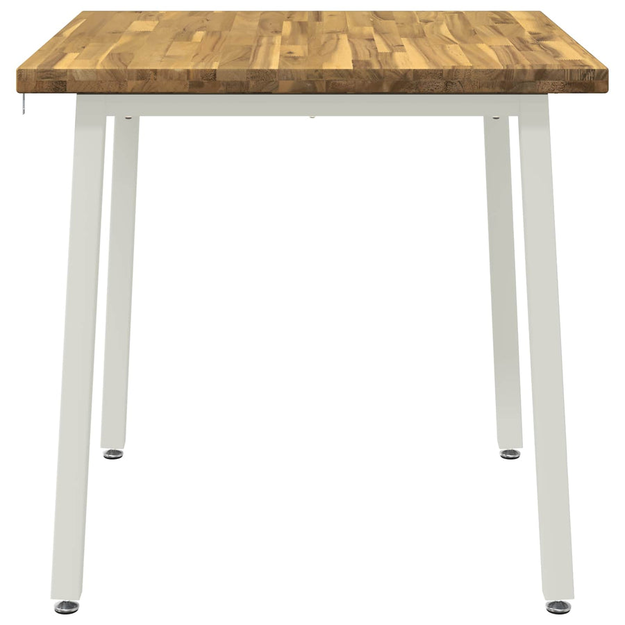 60 x 55 x 75 cm Massief Acaciahout Wit Rechthoekig