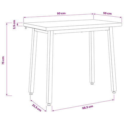 90 x 55 x 75 cm Massief Acaciahout Natuurlijk en Koffie
