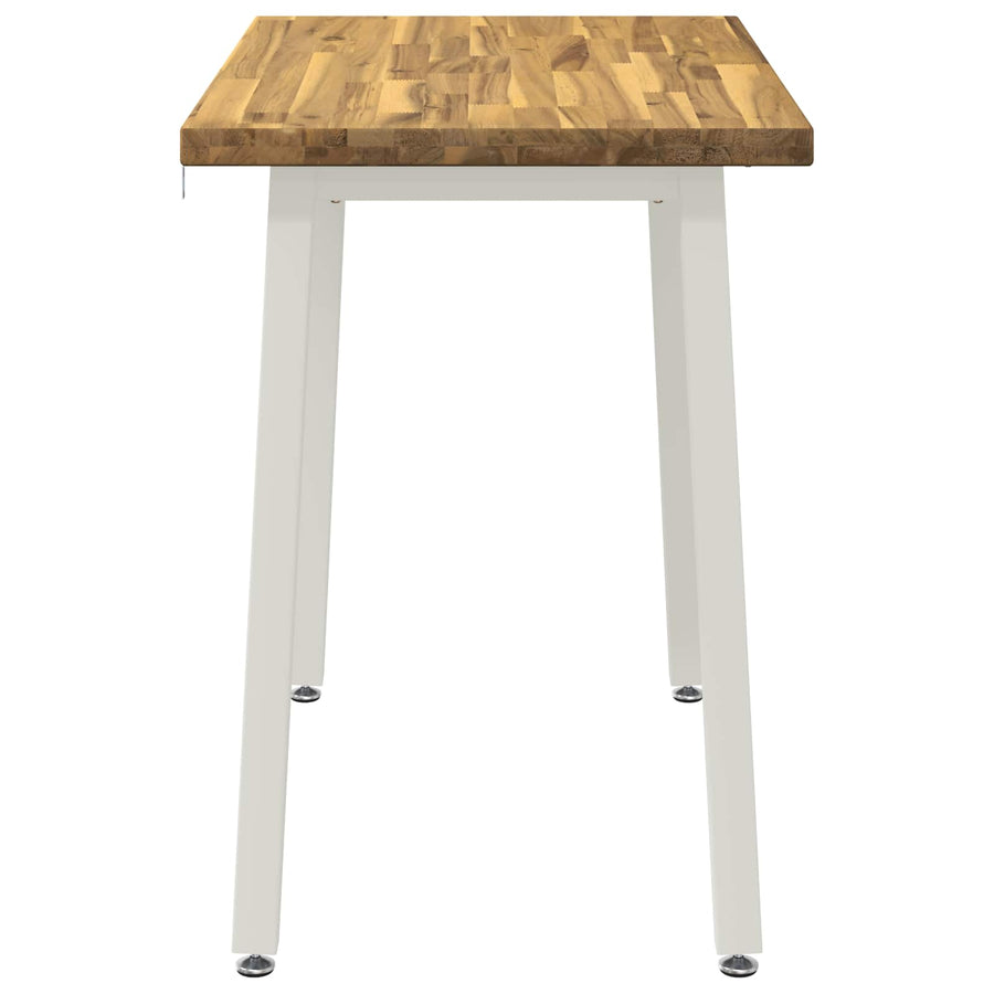 90 x 55 x 75 cm Massief Acaciahout Wit Rechthoekig