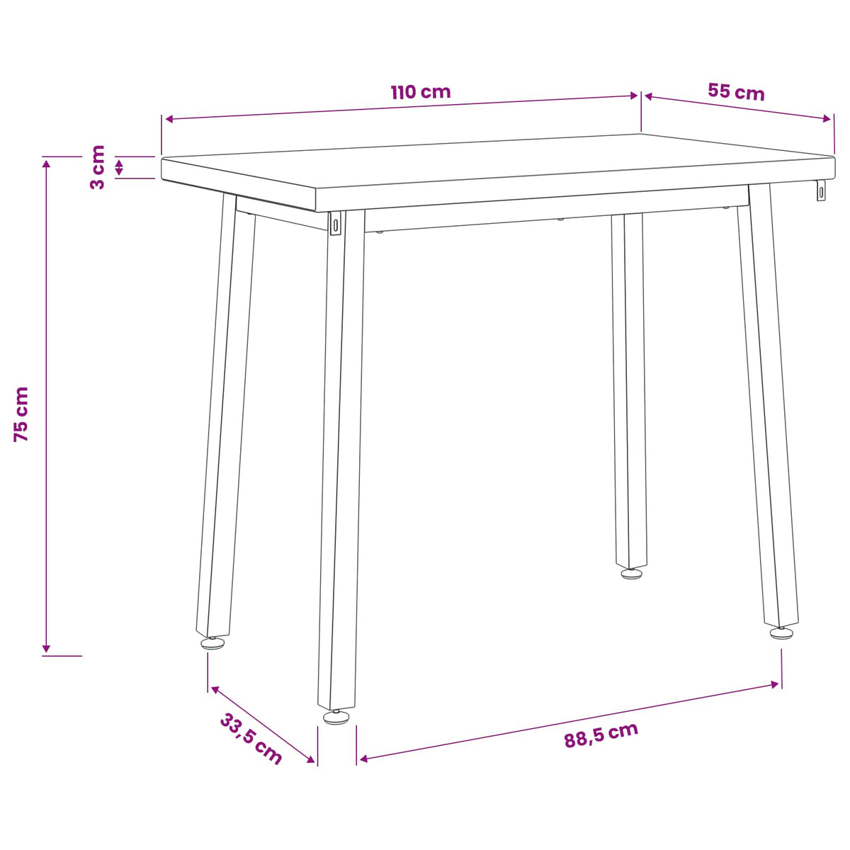 110 x 55 x 75 cm Massief Acaciahout Natuurlijk en Wit