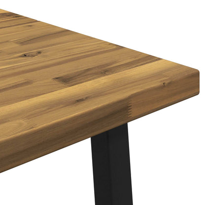110 x 55 x 75 cm Massief Acaciahout Wit en zwart Rechthoekig