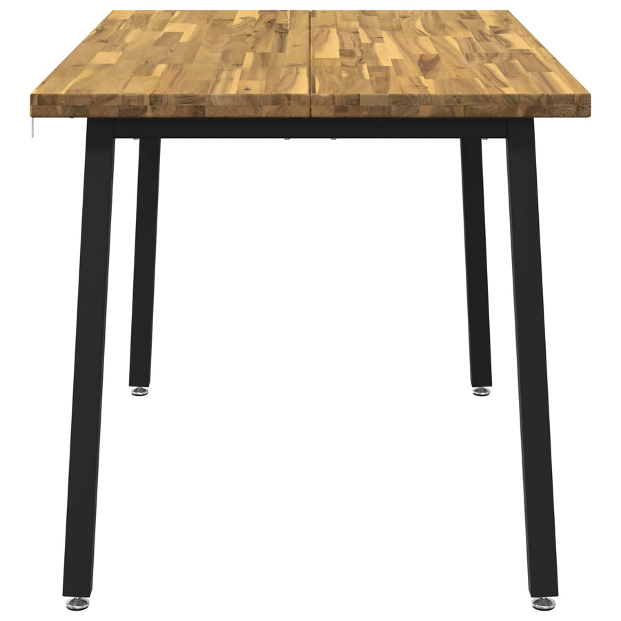 120 x 80 x 75 cm Massief Acaciahout Wit en zwart Rechthoekig