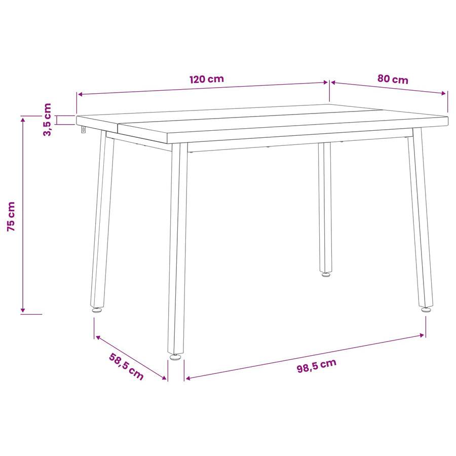120 x 80 x 75 cm Massief Acaciahout Wit en zwart Rechthoekig