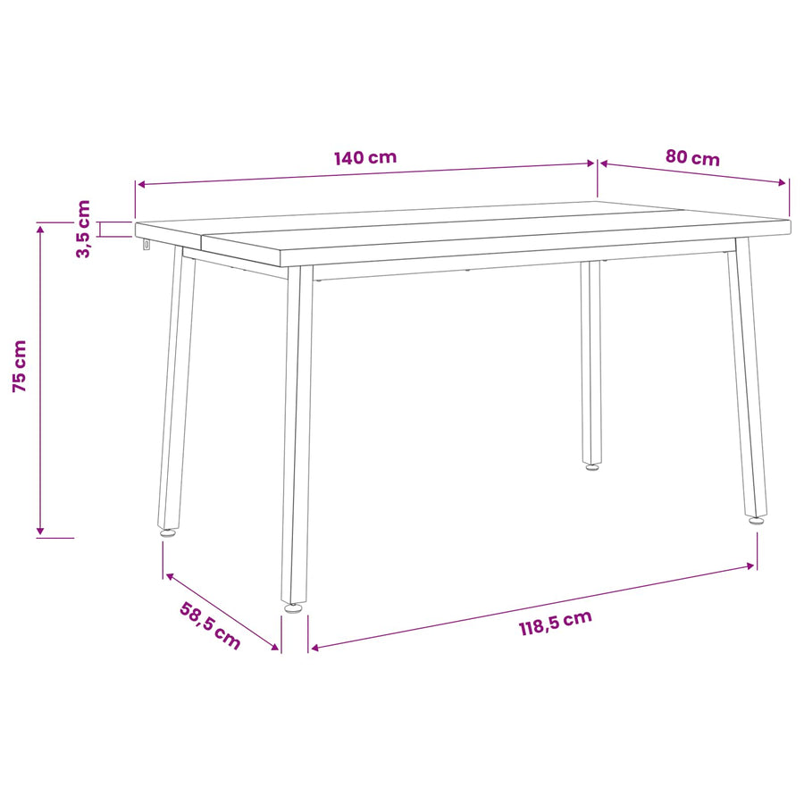 140 x 80 x 75 cm Massief Acaciahout Natuurlijk en Koffie