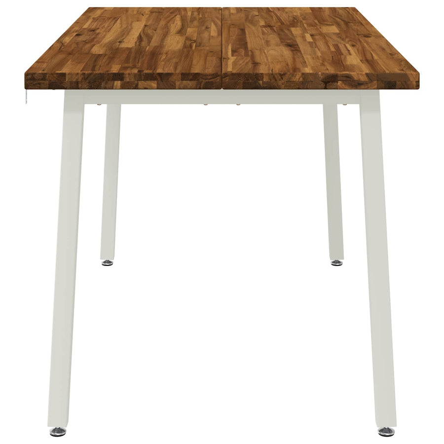 140 x 80 x 75 cm Massief Acaciahout Natuurlijk en Wit