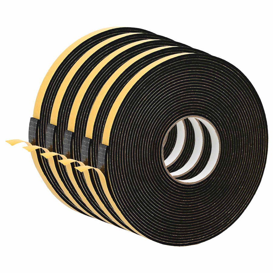 Zelfklevende schuimtape 5 pcs Zwart 10mm x 10m CR Schuim