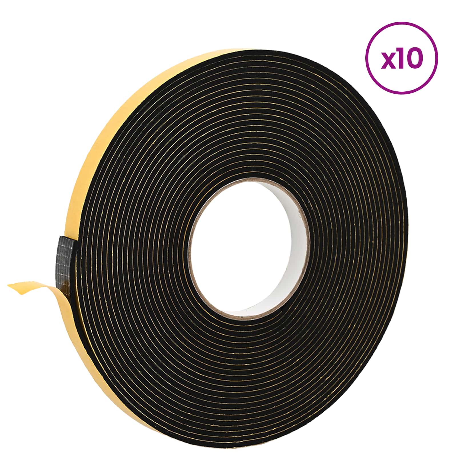 Zelfklevende schuimtape 10 pcs Zwart 10mm x 10m CR Schuim