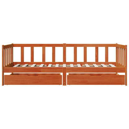 Slaapbank met hoofdeinde 3 pcs Wasbruin Massief Vurenhout