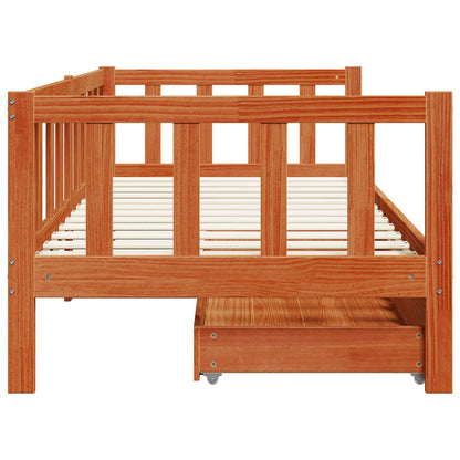 Slaapbank met hoofdeinde 3 pcs Wasbruin Massief Vurenhout
