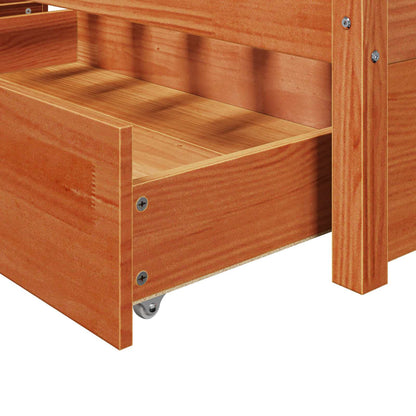 Bedframe met lade Wasbruin 120 x 200 cm Massief Vurenhout