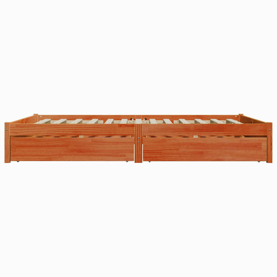 Bedframe met lade Wasbruin 120 x 200 cm Massief Vurenhout