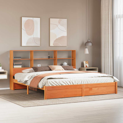 Boekenkast Bedframe Wasbruin 200 x 200 cm Massief Vurenhout