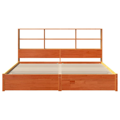 Boekenkast Bedframe Wasbruin 200 x 200 cm Massief Vurenhout