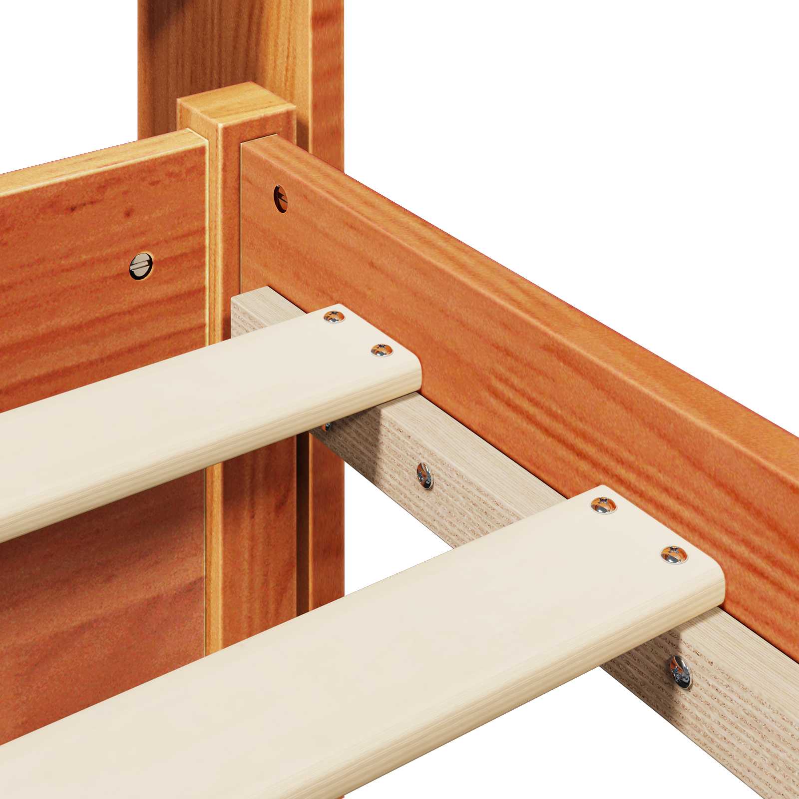 Bedframe met hoofdeinde 2 pcs Wasbruin Massief Vurenhout