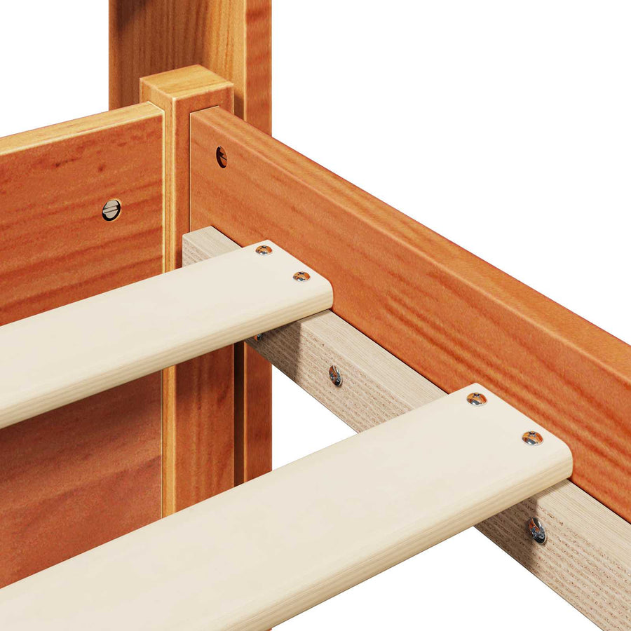 Bedframe met hoofdeinde 2 pcs Wasbruin Massief Vurenhout