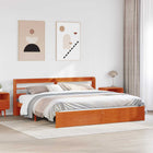 Bedframe massief vurenhout wasbruin 221,5x185,5x82 cm