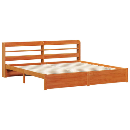 Bedframe met hoofdeinde 2 pcs Wasbruin Massief Vurenhout