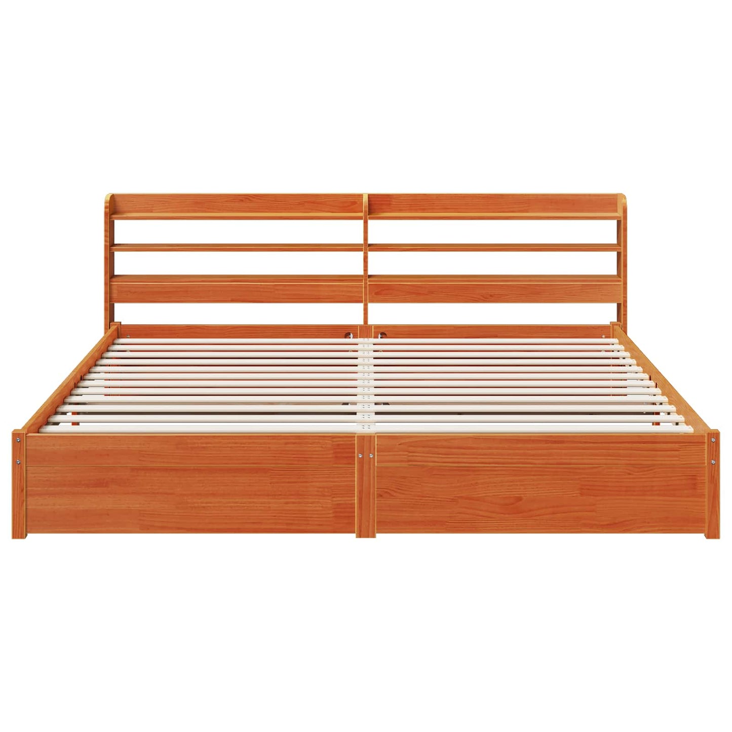 Bedframe met hoofdeinde 2 pcs Wasbruin Massief Vurenhout