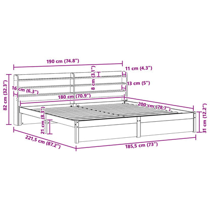 Bedframe met hoofdeinde 2 pcs Wasbruin Massief Vurenhout