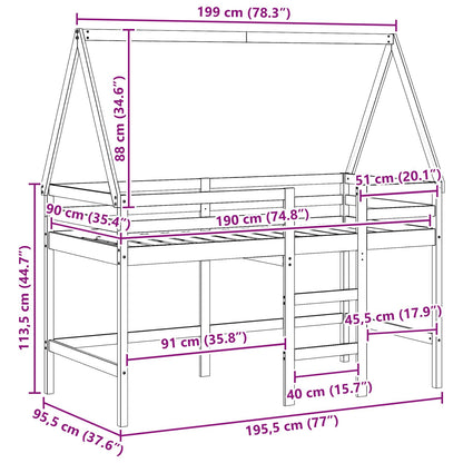 Hoogslaper bedframe Waskleur Bruin 90 x 190 cm