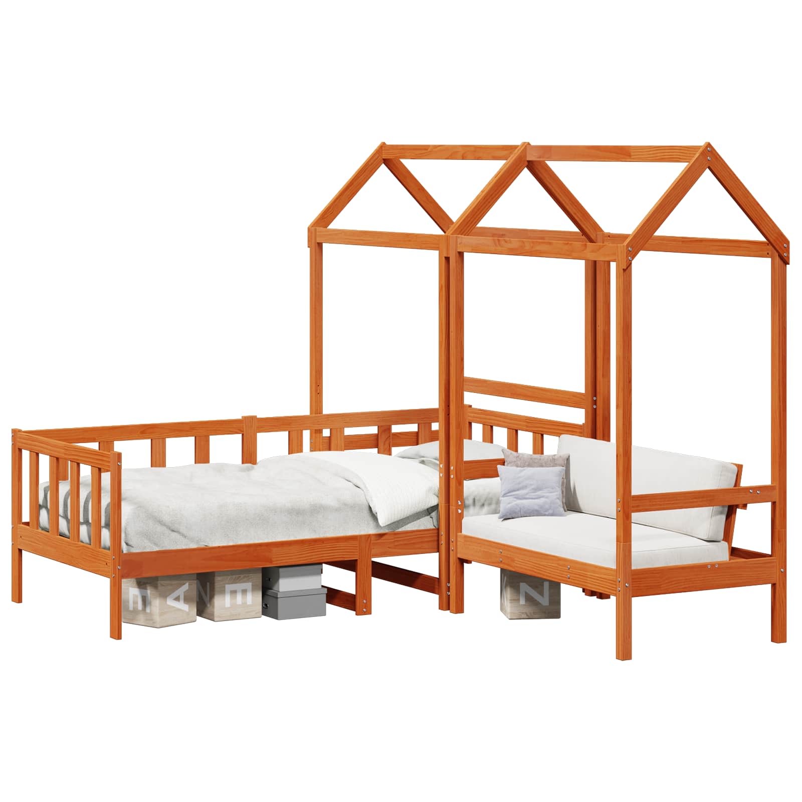 Dagbed Set Wasbruin Massief grenenhout