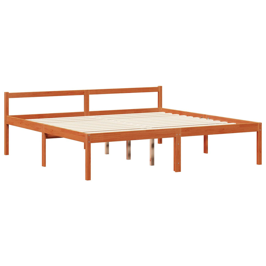 Bedframe met hoofdeinde 2 pcs Wasbruin Massief Vurenhout